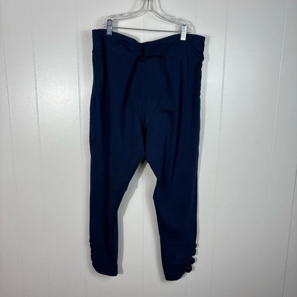 French Laundry Dark Navy Blue Cutout Ankle Length Athletic Leggings Plus Size 2X
